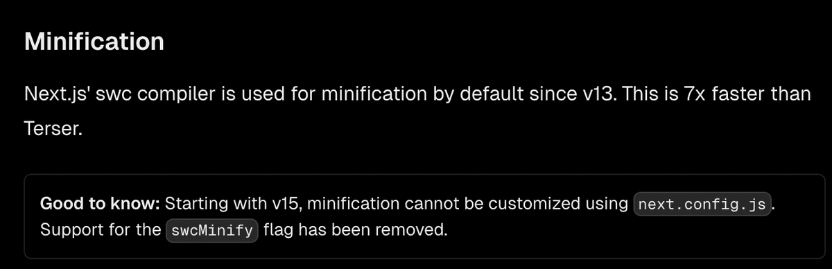 Minify setting gone